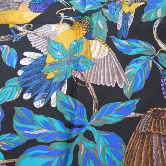 Christian Dior Bird Silk Twill Scarf - Blue and Black - Picture 3 of 6